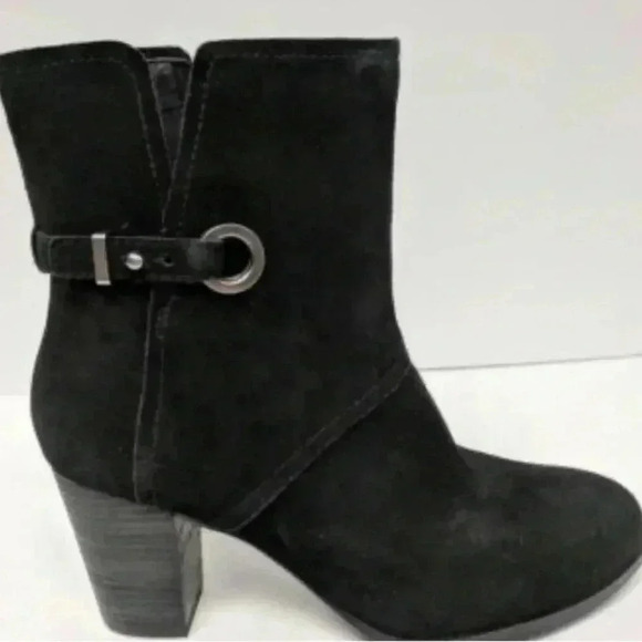 UGG KOOLABURRA Samiah Ankle Boots Ortholite stacked heel suede black side zip - Picture 1 of 13
